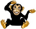 Sitting happy cartoon chimp Royalty Free Stock Photo