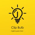 Light bulb symbol logotype with creative idea, clip symbol in light bulb