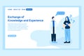 Medical web page concept. Web page design template of experience exchange. Two doctors talking to each other.
