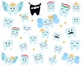 Vector Collection of Happy Teeth and Tooth Fairies Royalty Free Stock Photo