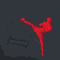 Kickboxing fighter splash silhouette