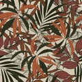 Abstract trend seamless pattern with bright tropical leaves and plants. Vector design. Jungle print. Floral background. Printing a