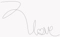 Love lettering text one line drawing, valentines day background vector Royalty Free Stock Photo