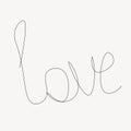 Love lettering text one line drawing, valentines day background vector Royalty Free Stock Photo