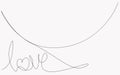 Love letter text one line drawing, valentines day card vector Royalty Free Stock Photo