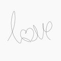 Love lettering one line drawing, vector Royalty Free Stock Photo