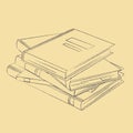 Stack of books on light background, vector illustration Royalty Free Stock Photo