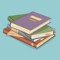 Stack of books on light background, vector illustration Royalty Free Stock Photo
