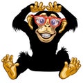 Happy cartoon Chimp with glasses Royalty Free Stock Photo