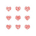 Geometric Heart Shapes Collection. Set of Heart Logos in Vector