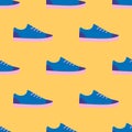 Seamless Pattern with Blue Sneaker
