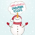 Warm wishes snowman kisses - funny vector quotes Snowman drawing