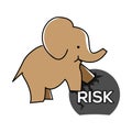 Elephant with risk. Illustration of efforts to reduce risk.