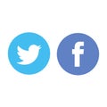 Facebook and Twitter logo editorial illustration Royalty Free Stock Photo