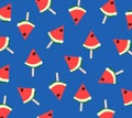 Watermelons ice cream pattern on the blue background