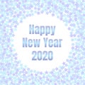 Happy New Year 2020 poster with blue stars confetti. Royalty Free Stock Photo