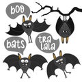 Cute bats collection - Halloween overlays, lettering labels design. Royalty Free Stock Photo