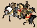 Two samurai horsemen illustration