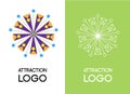 Original fun logos. Set of two vector illustrations, white linear and colored flat