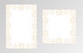 Two decorative winter backgrounds, golden snowflakes at the white background