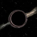 Black hole with gravitational lensing, galaxy on background, vector illustration Royalty Free Stock Photo