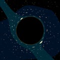Black hole with gravitational lensing, vector illustration
