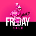 Pink Friday Flamingo Sale - Lettering Design Background.