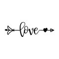 `love` in boho arrow - lovely lettering calligraphy quote.