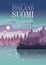 Finland. Travel poster. Suomi postcard. Royalty Free Stock Photo