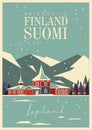 Finland. Travel poster. Welcome to Suomi. Lapland