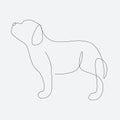 Puppy animal one line drawing, vector