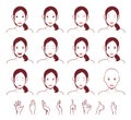 Young lady` face vector illustration set Royalty Free Stock Photo