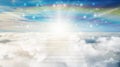 Stairway to Heaven, above clouds, soul journey to the light, heavenly sky, path to God