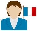 Faceless business woman with national flags / France . vector illustration.