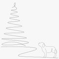 Christmas background cute pappy near tree vector illustration