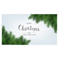 Modern holidays background with Christmas tree branches decorated with berries stars and candy canes and christmas lights festive Royalty Free Stock Photo