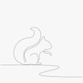 Forest animal squirrel one line drawing vector illustration Royalty Free Stock Photo