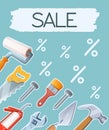 Store discount promotion and marketing. Hardware store discount