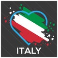 Italy flag Heart stock vector. Vector illustration on gray background. Royalty Free Stock Photo