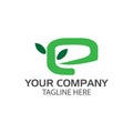 E green stock logo template., flat design. letter E