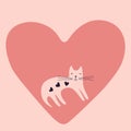 Cat heart love card vector illustration Royalty Free Stock Photo