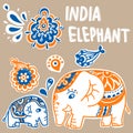 Vector hand draw India elephant