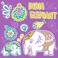 Vector hand draw India elephant