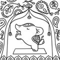 Vector hand draw India elephant yoga