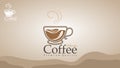 Coffee logo with a unique shape with a light brown background