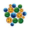 Set of Emoji Colored Icons. Vector Illustration on white background