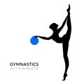 Silhouettes of a gymnastic girl. Vector illustration on white background