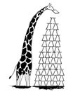 Giraffe builds a tall tower. Royalty Free Stock Photo