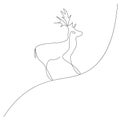 Christmas deer, one line drawing design vector Royalty Free Stock Photo