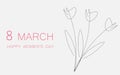 Women`s day background with spring flower snowdrop, vector
